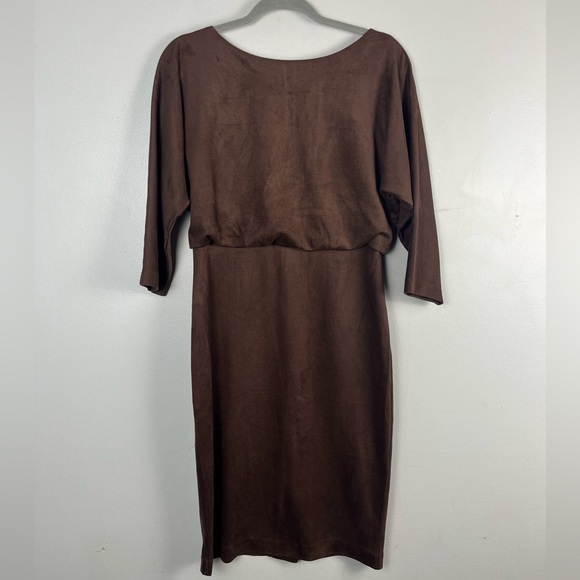 J.MCLAUGHLIN Tinley 3/4 Sleeve Sheath Dress mocha size small - Picture 4 of 8